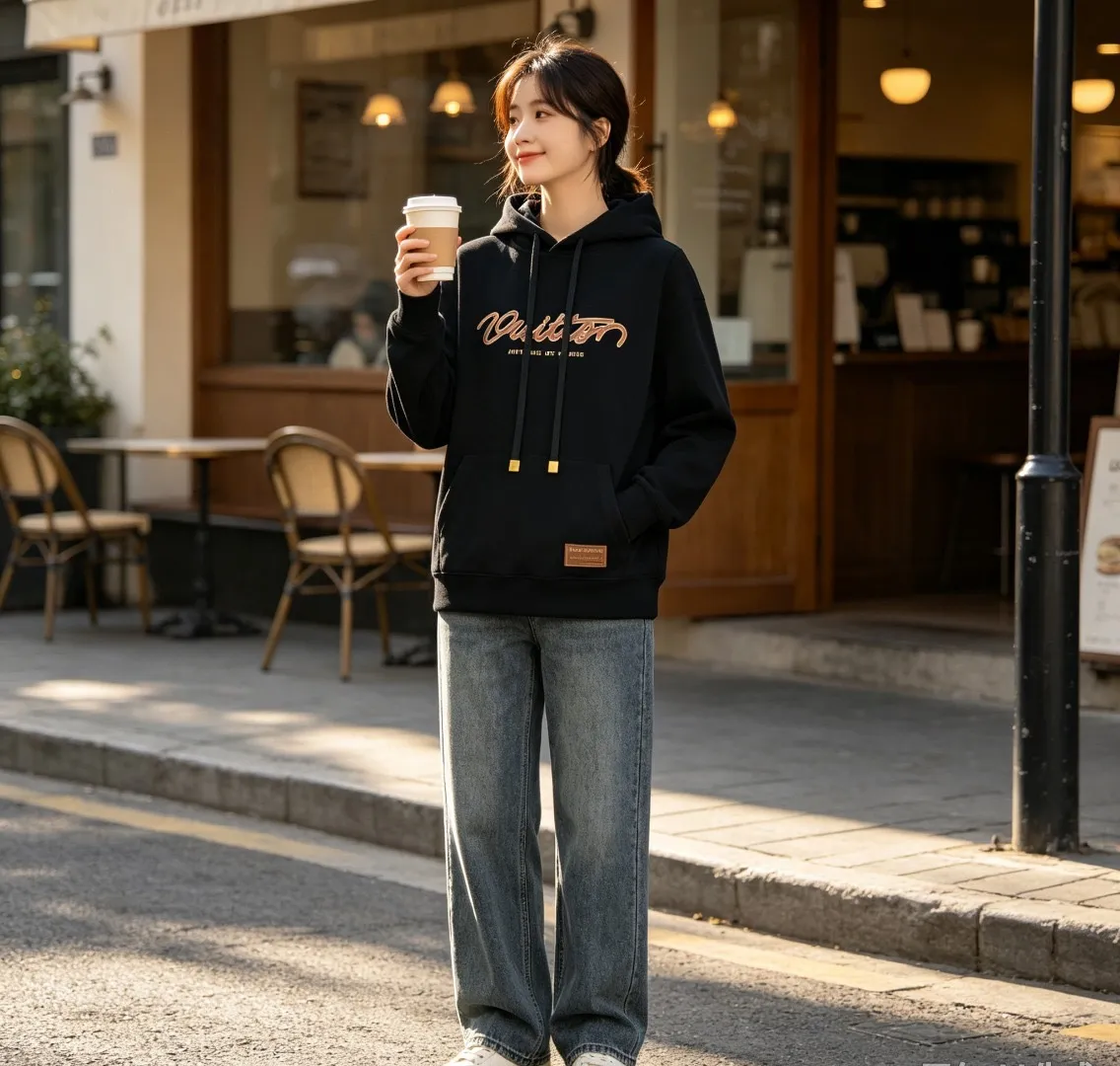 Louis Vuitton Signature Letter Pattern Printed Hooded Sweatshirt